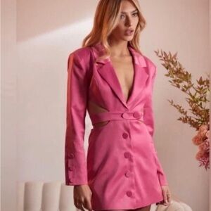 For Love & Lemons Marie Blazer Mini Hot Pink Dress